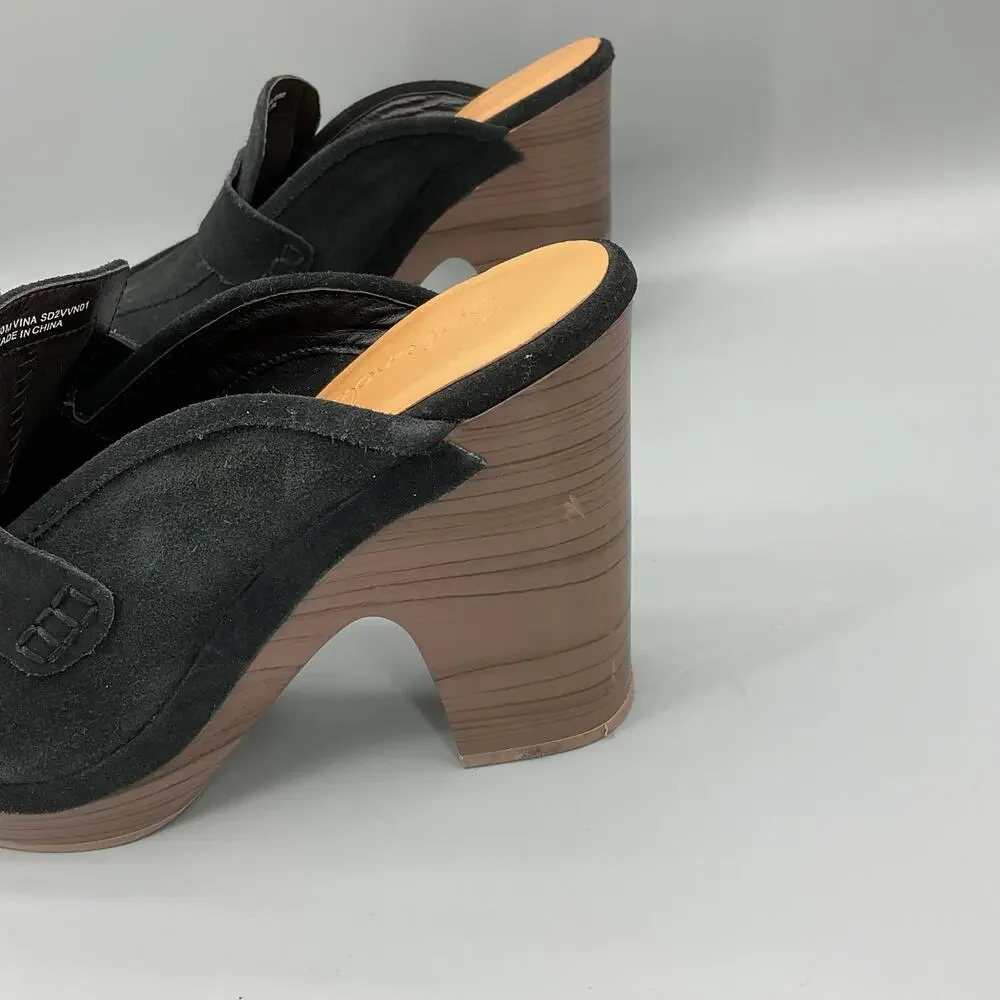 NEW Splendid Women’s Vina Suede Platform Clogs Black Size 10M - Picture 7 of 11